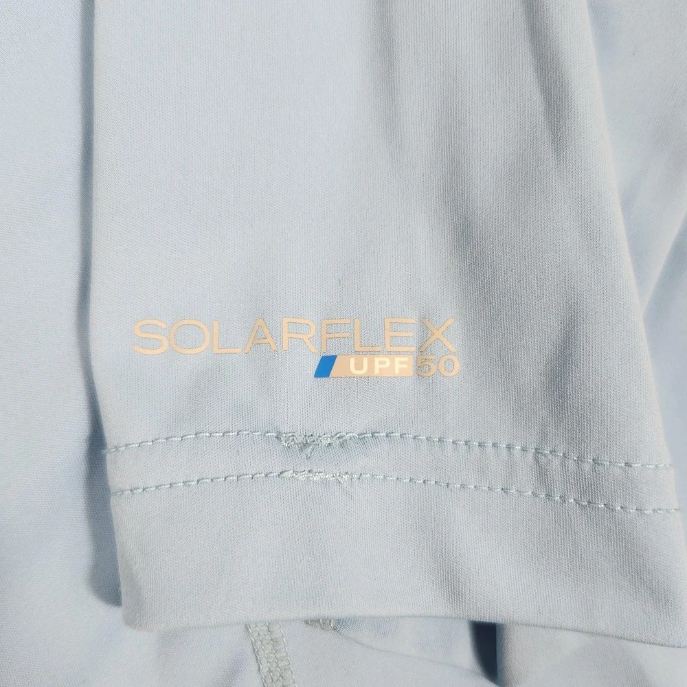 Simms SolarFlex Shirt Mens Medium Blue Long Sleeve Fishing UPF 50 Sun Protection - Picture 8 of 13